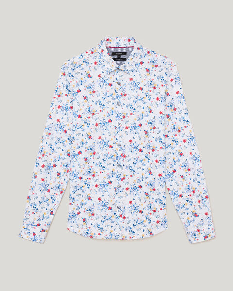 Fusion Floral Long Sleeve Shirt, Blue, hi-res